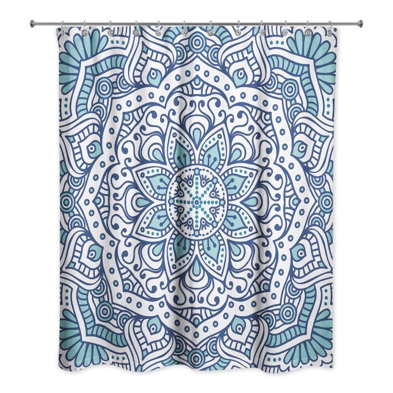 Rideau de douche simple à motif Daley, Bleu