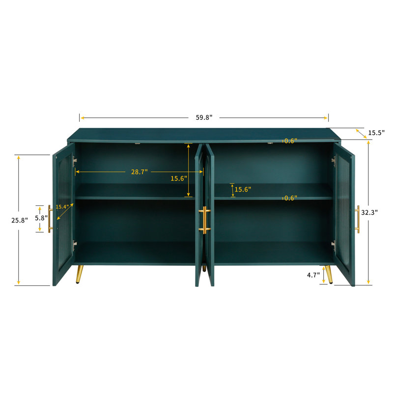 Versatile TV Stand With Abundant Storage And Customizable Shelves For Large Tvs, Gold, Navy Blue