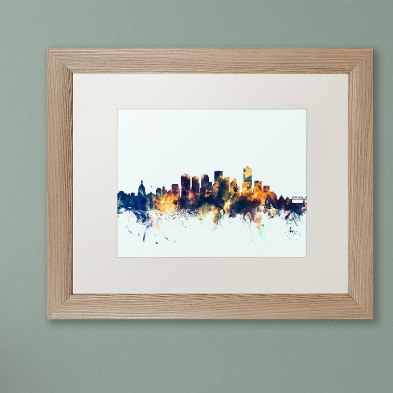 « edmonton canada horizon blue », impression encadrée, H 11 po x l 14 po x P 0,5 po, Encadrement brun