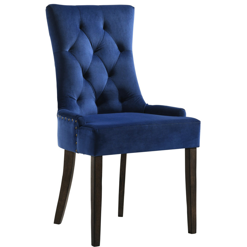 2 chaises d'appoint bleues avec dossier - mousse, style classique (2) velours, chaleur