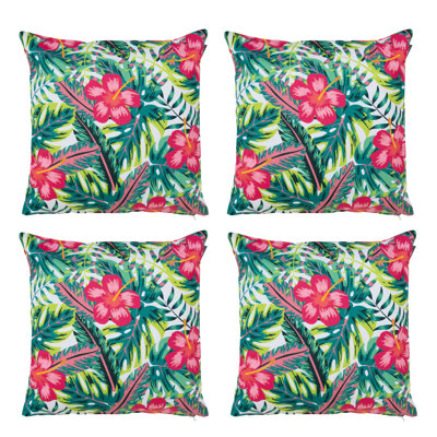 Indoor / Outdoor Floral Multi Square Throw Cushion With Filling