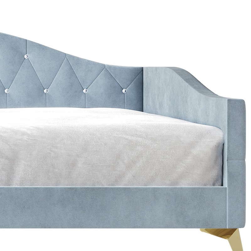 Hurain Upholstered Velvet Daybed, Blue