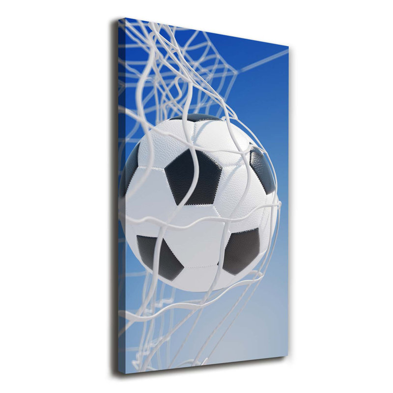 Ball In The Goal - Wrapped Canvas Print