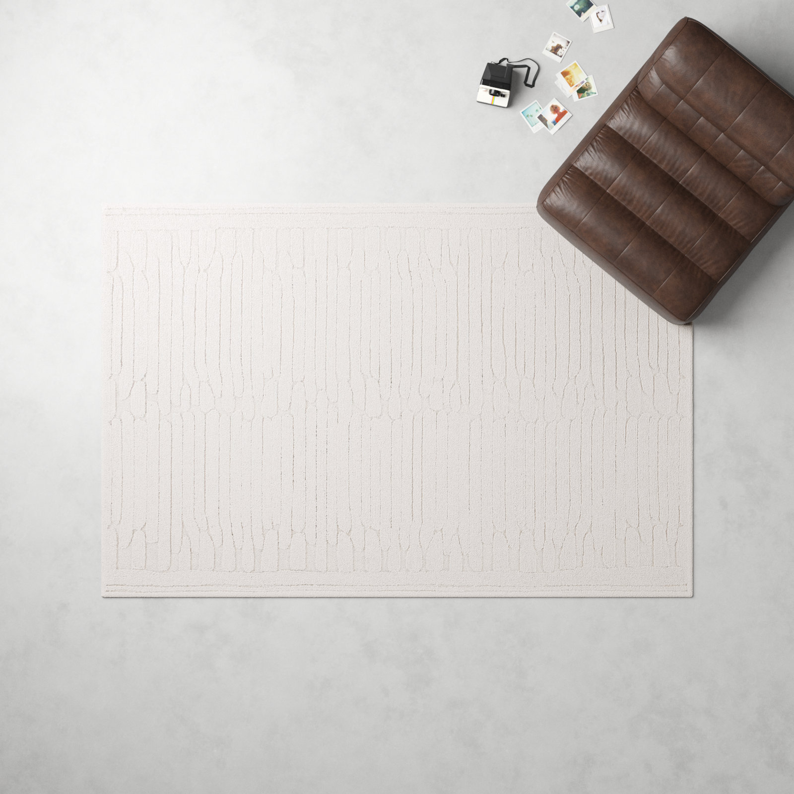 Elona Ivory Hand-Tufted Abstract Wool Rug, Rectangle 6' x 9'