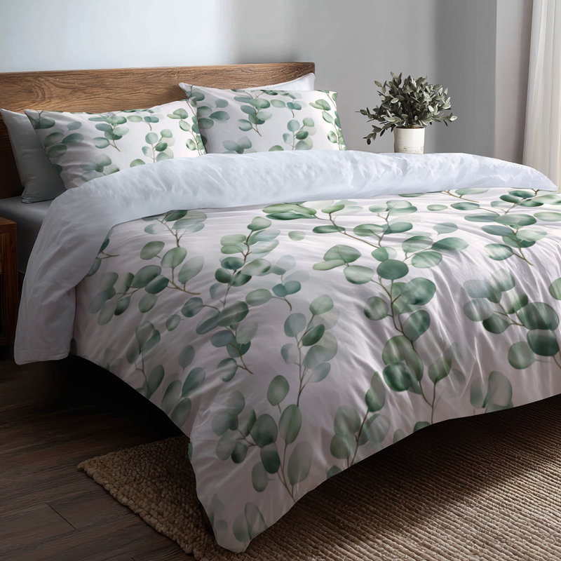 Ensemble de housse de couette Coastal de 3 - Ensemble de literie Air Eucalyptus vert