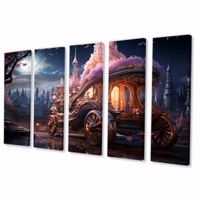 Enchanted Princess Carriage I - Old American Cart 5 Piece Wall Art Set
