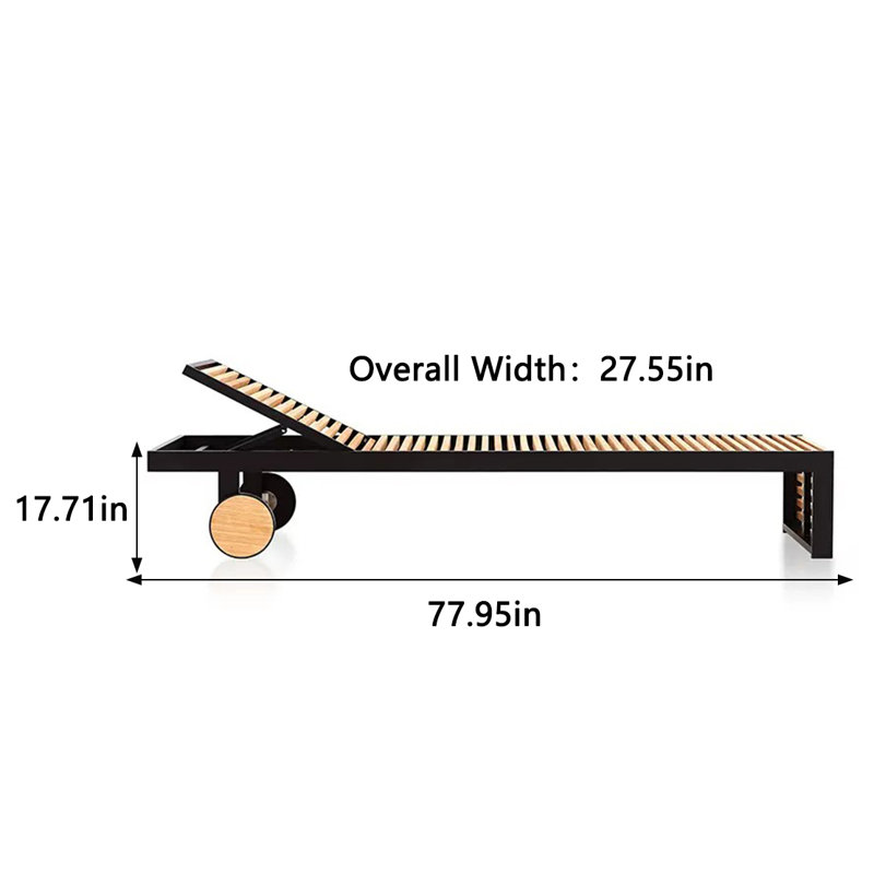 Outdoor Aluminum Alloy Lounge Chair Outdoor Chaise Lounge, Black