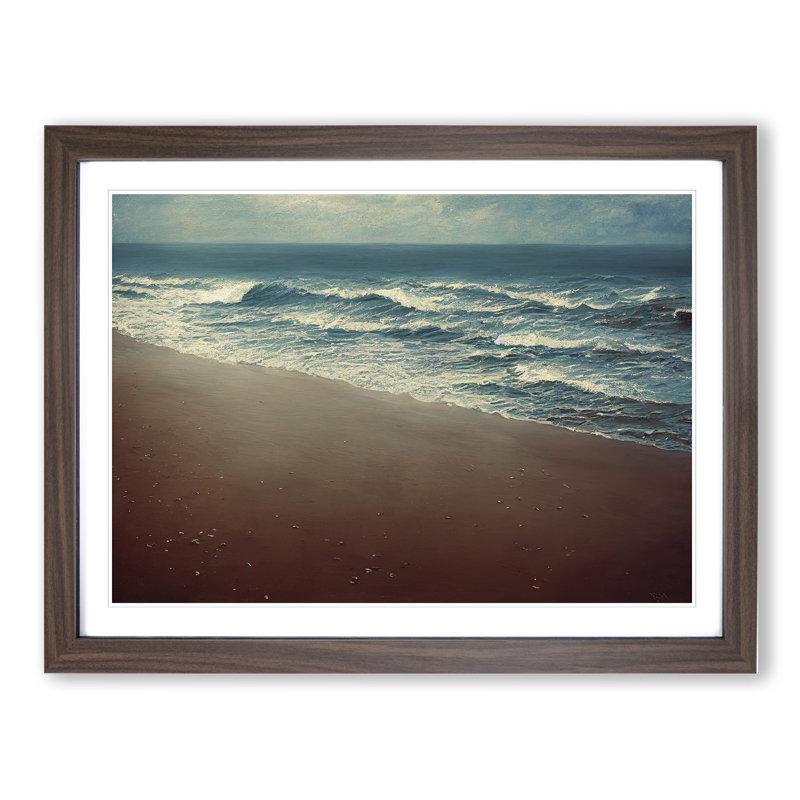 Beach Painting - Single Picture Frame Painting, 46cm H x 64cm W x 2cm D, Walnut