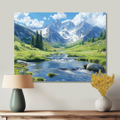 Geni Mountain River Reflections in Rocky Mountains V - montagnes, art mural