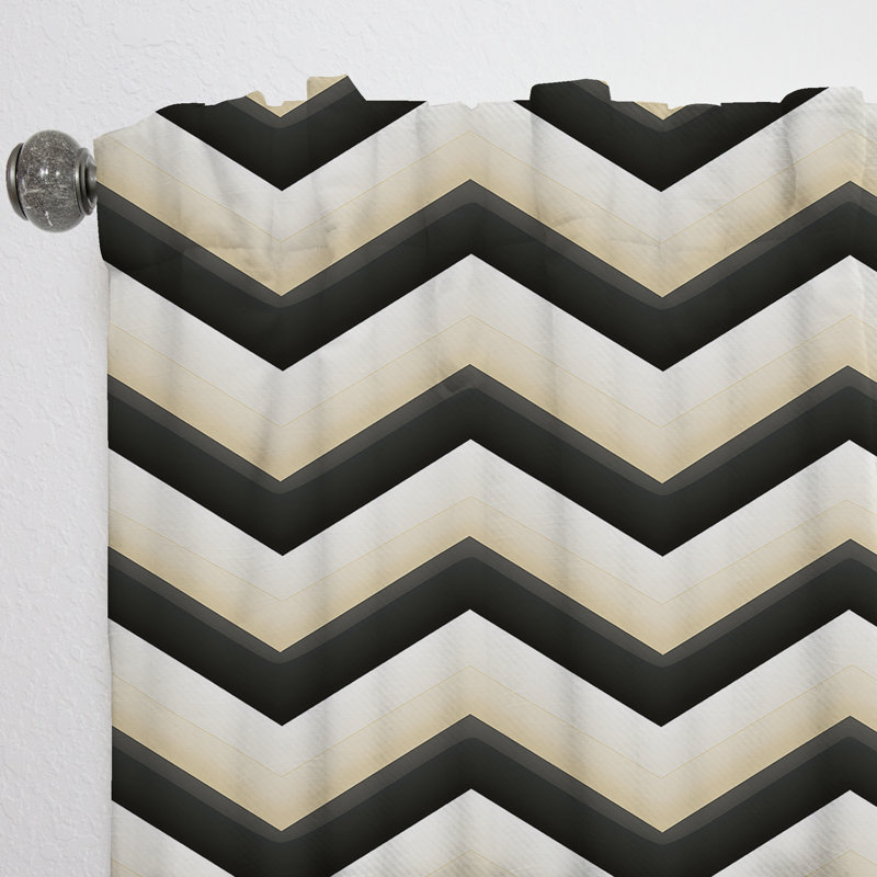 Monochromatique Chevron Motion I - Rideau à chevrons - Rideau à chevrons obscurcissant - 1 panneaux, L 52 po x L 90 po