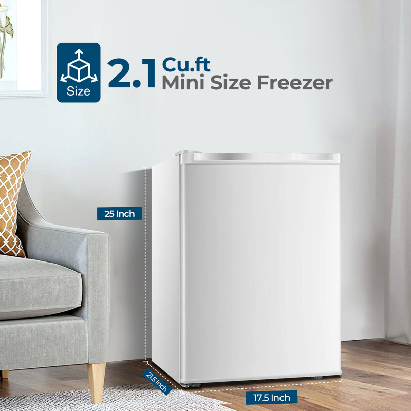 Electactic 2.2 Cu.ft Upright Freezer - 7 Temp Settings -7.6~6.8°F, 10-Min Fast Freezing, Quiet, White
