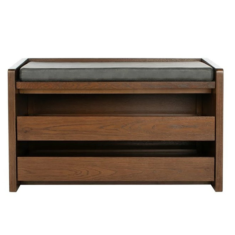 Banc de rangement en faux cuir Aryaan, Brun