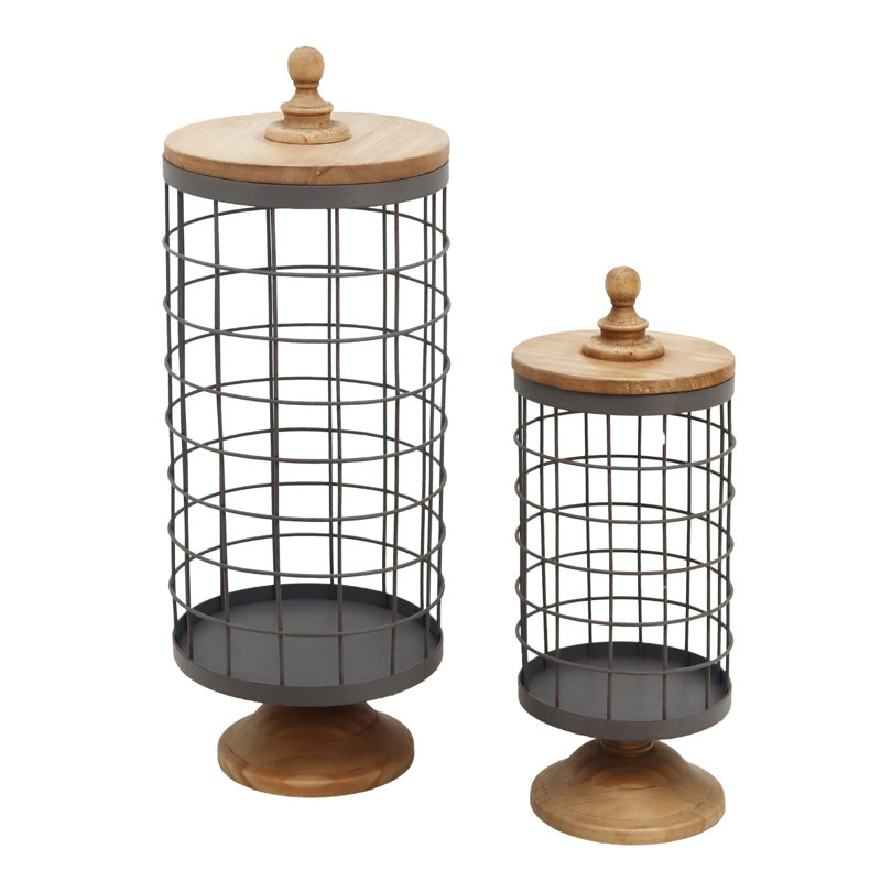 Ensemble de 2 lanternes cylindriques multicolores en métal 20,5 po