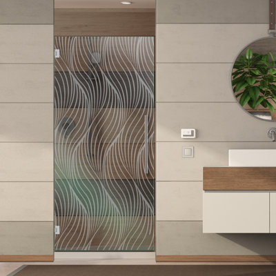 24 In W x 75 In H Frameless Glass Shower Door with Frosted Design