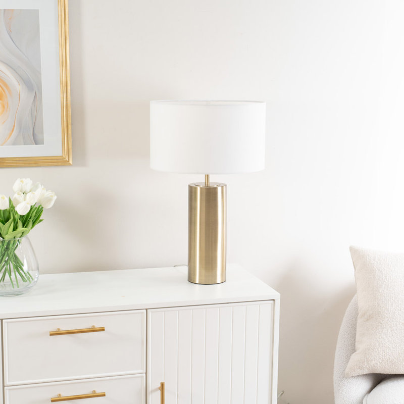 Amtul Metal Table Lamp, White, Gold