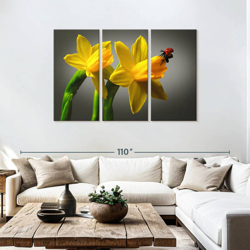 Harnek Ladybug On Daffodil, 48" H x 74" W