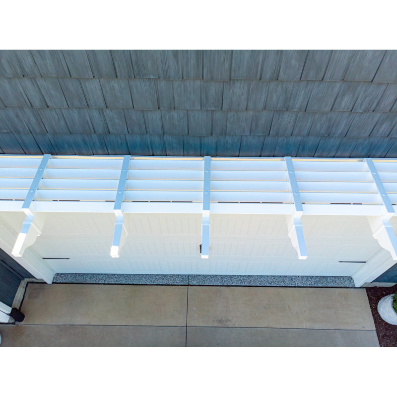16 ft. White Vinyl Pergola with Flat Canopy