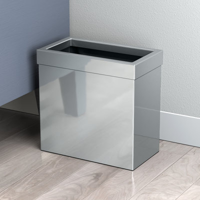 Elevate Stainless Steel 3.18 Gallon Rectangle Waste Basket Open Removable Lid
