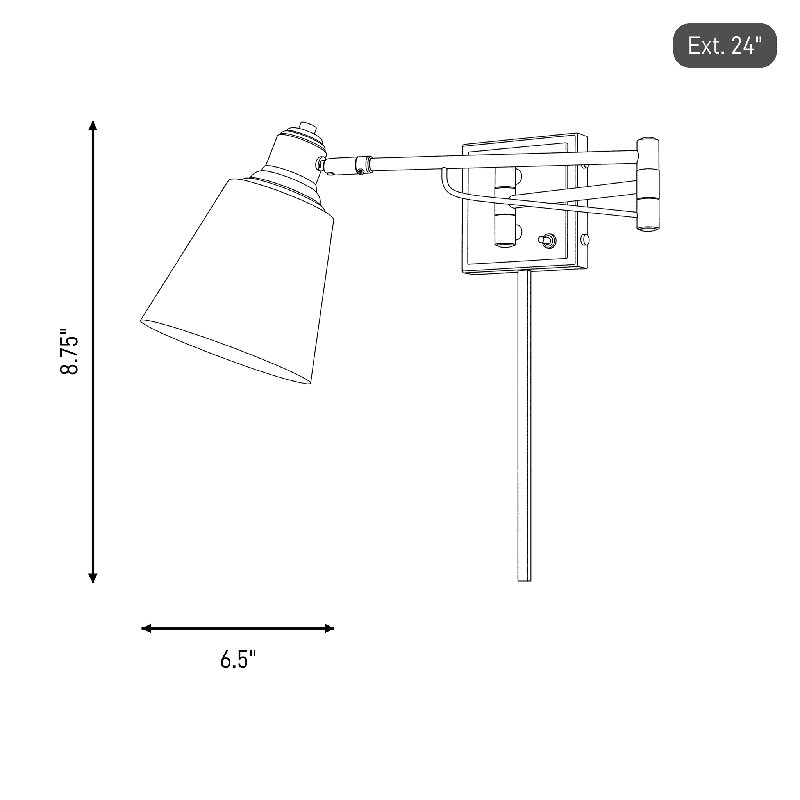 Solstice Single Light Dimmable Swing Arm Sconce, Brass