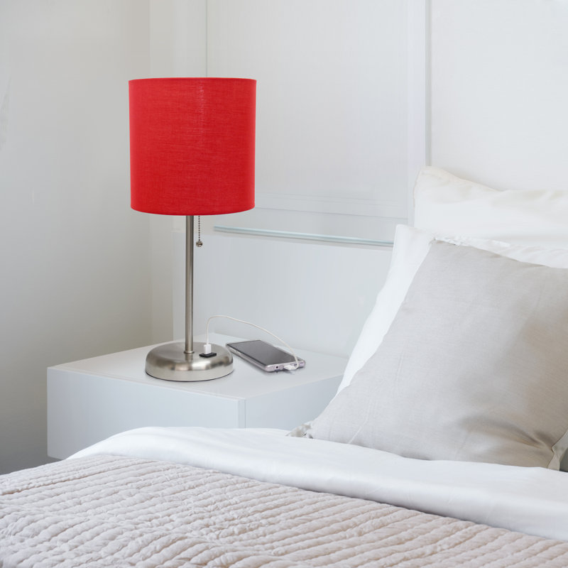 Delp Metal USB Table Lamp, Red, Silver, No