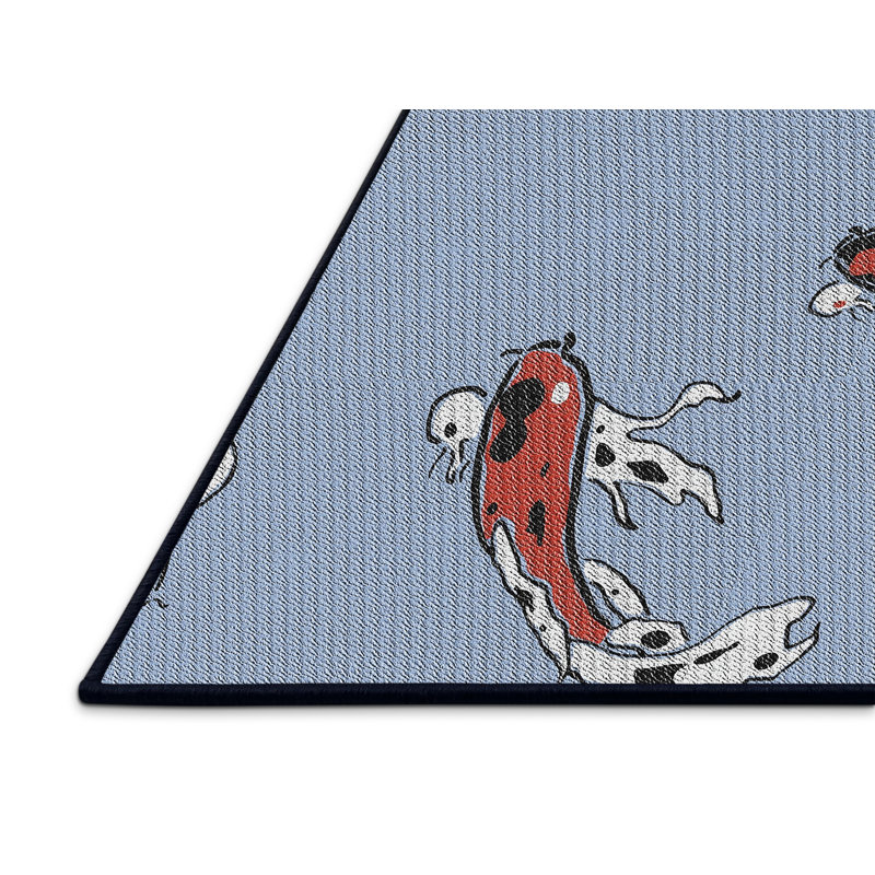 Tapis bleu tissé à la machine, Rectangle 5 pi x 7 pi
