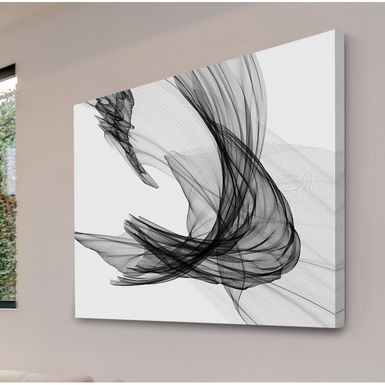 Look outside, 50 x 80 x 1.5 inches, Abstract Black And White Digital work  on canvas mixed with acrylic paint and textures Mixed Media by Irena Orlov