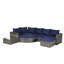 Ensemble de conversation pour patio 8 pièces, ensemble de conversation modulaire en forme de L en osier avec repose-pieds courbé et table en verre pour la piscine-825393178