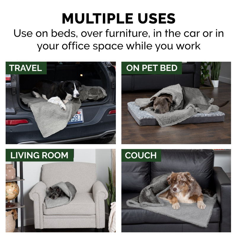 Large Silver Gray Waterproof Self-Warming Pet Blanket