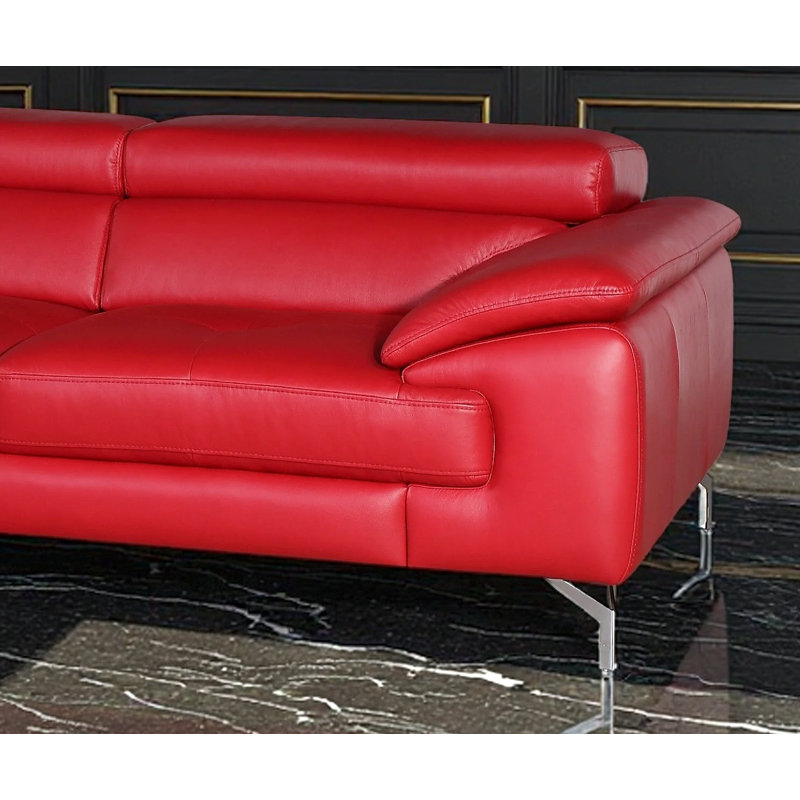 Canapé modulaire rembourré 2 pièces Marielys, Cuir rouge