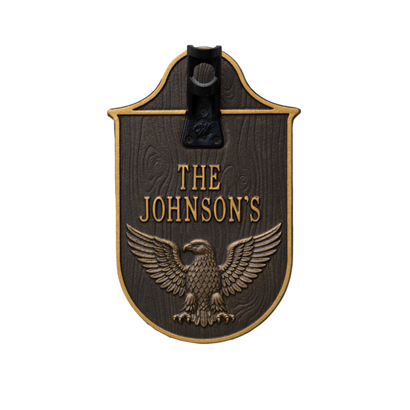Eagle Flagpole Holder Plaque, Standard Wall 2-line