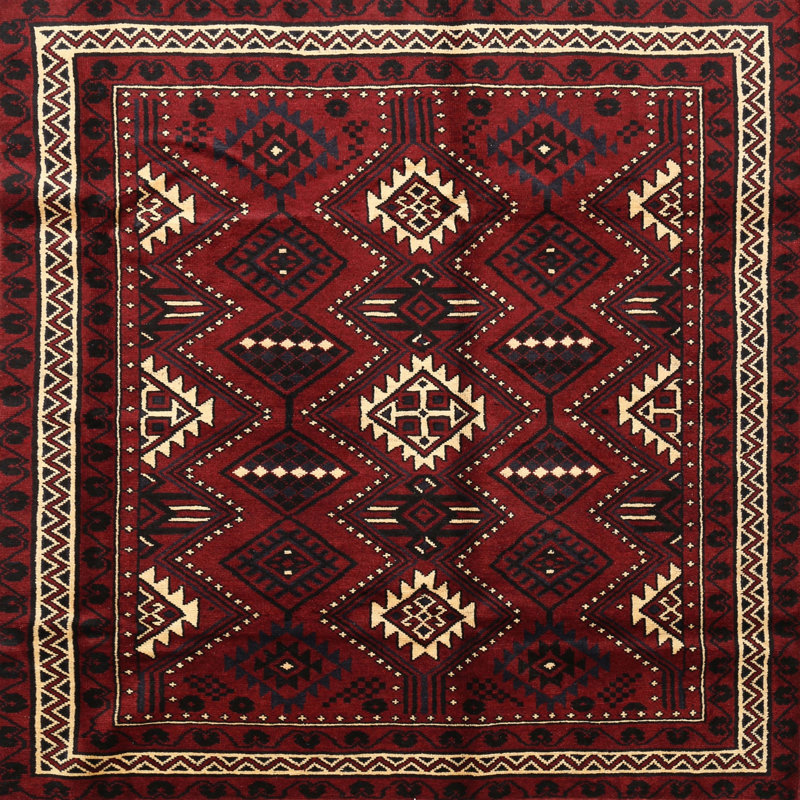 Tapis oriental marron / crème, Rond 6 pi