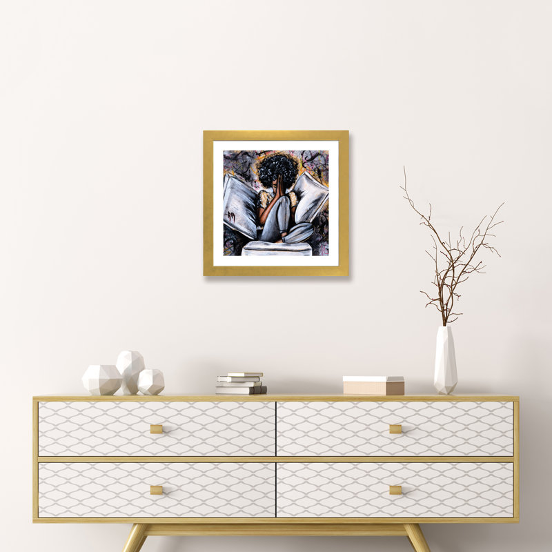 «All I Have ...» par l'artiste Ria - reproduction, H 16 po x l 16 po, Toile avec cadre en bois beige, Doré