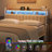 Upholstered Headboard With Built-In Outlets, LED Light & 2-Tier Storage, Adjustable Height, Ergonomic Design, Sturdy Frame-774162943