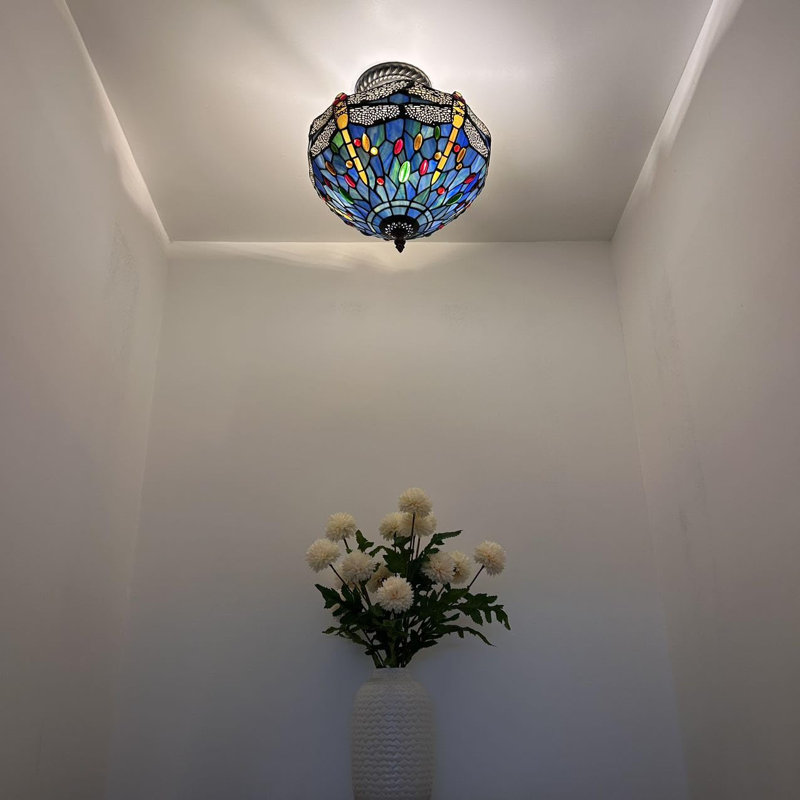 12'' 2 - Light Bowl Ceiling Fan Light Kit, Blue