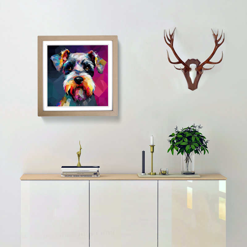Schnauzer Abstract No.3 - Framed Print, Oak