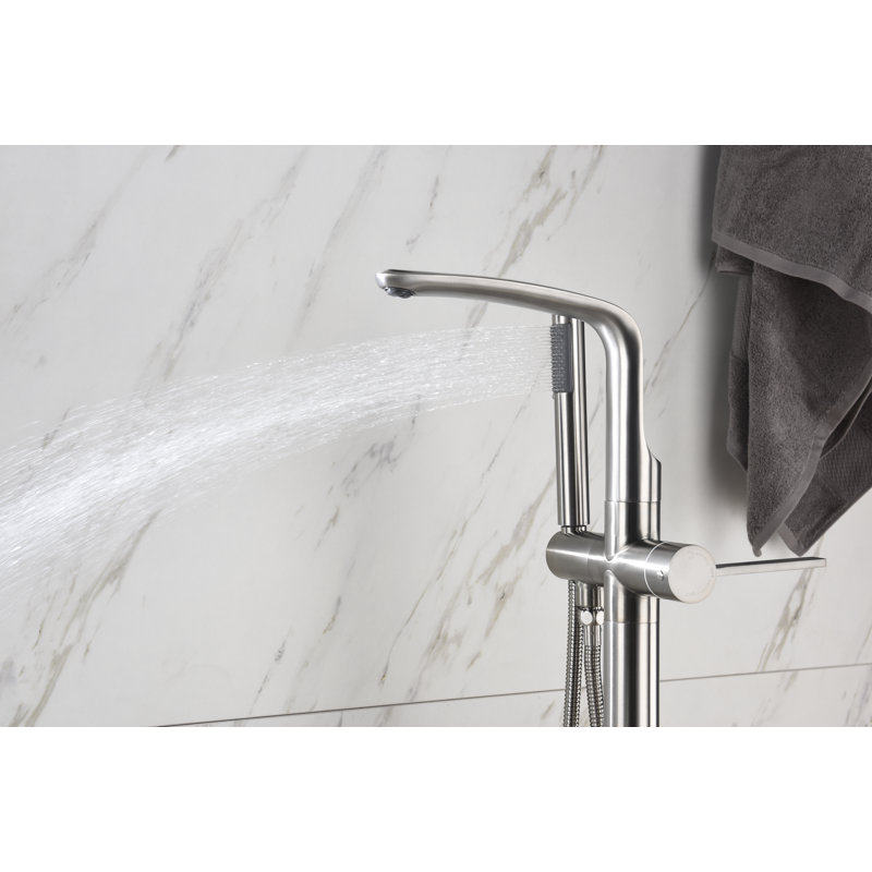 SevenFalls Floor Tub Spout with Diverter, Brushed Nickel