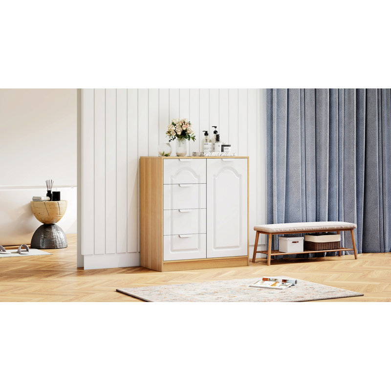 Armoire de rangement avec tablette réglable, armoire d'appoint autoportante à 4 tiroirs, armoire de plancher pour entrée, salon, cuisine