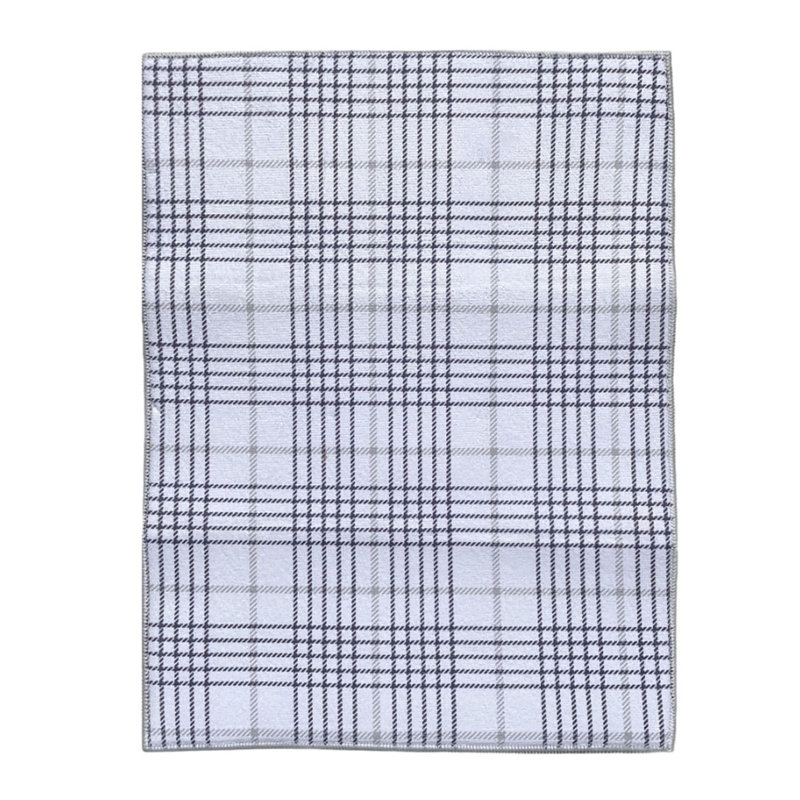20 po x 15 po - Grand tapis de vaisselle réversible à carreaux blancs et gris très absorbant