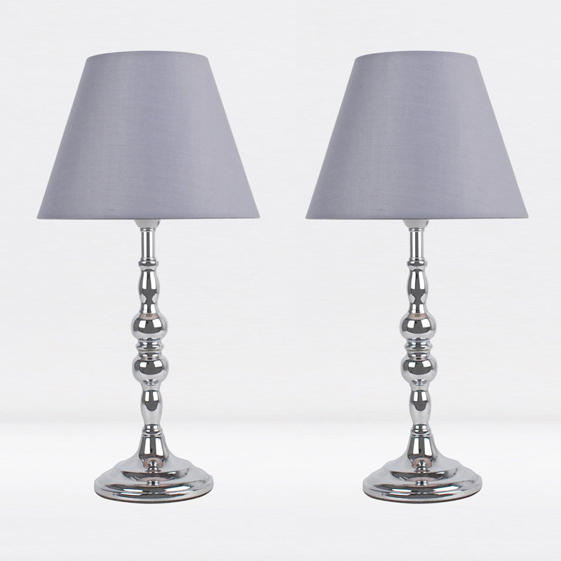Lasley Metal Table Lamp, Polished Chrome, Grey