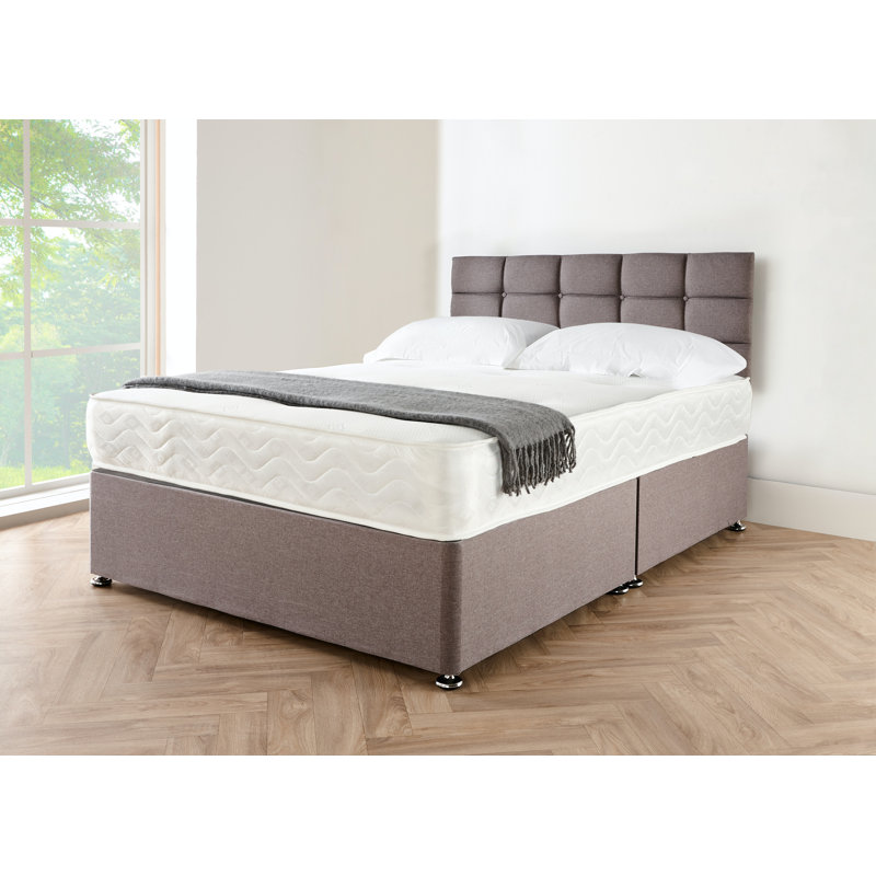 Gottberg Upholstered Divan Bed with Mattress, Grey Linen, 120 x 200cm
