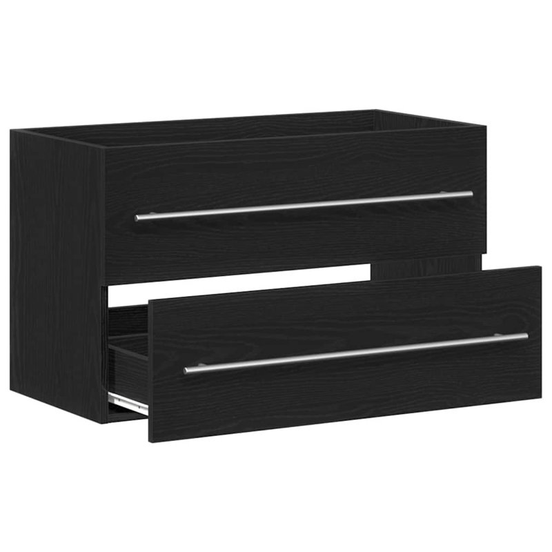 Bathroom Sink Cabinet Black Oak 80X38.5X48 Cm Engineered Wood