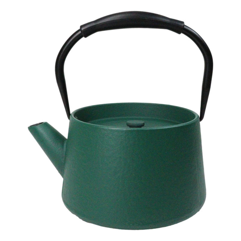 Théière Tetsubin en fonte, grand modèle, vert mat, design moderne à lignes droites, 975 ml (33 oz).