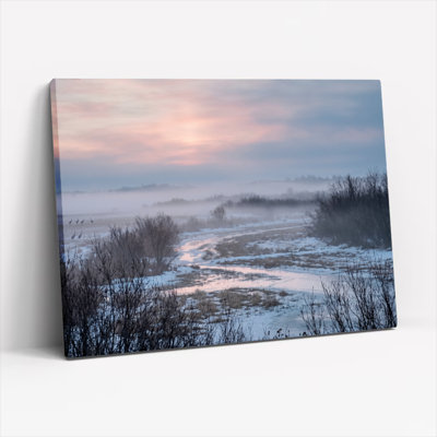 Ensemble de 1 tableau sur toile représentant un paysage d'hiver