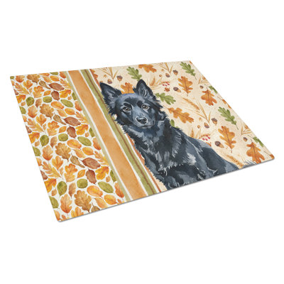 Schipperke Heirloom Fall Glass Cutting Board