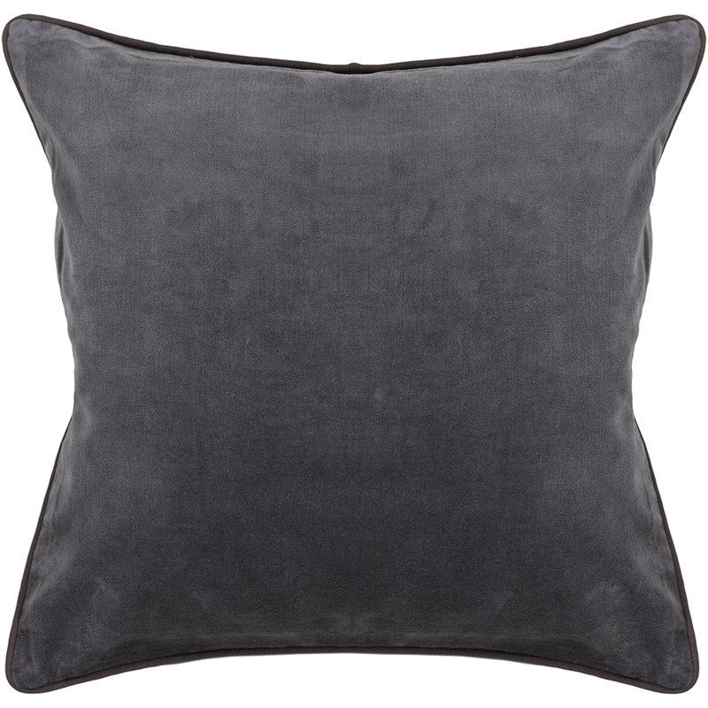 Velvet Throw Pillow Accent Pillow Authentic Handmade Square Polyester Fill Gray Solid Removable Cover With Gray Cotton Back