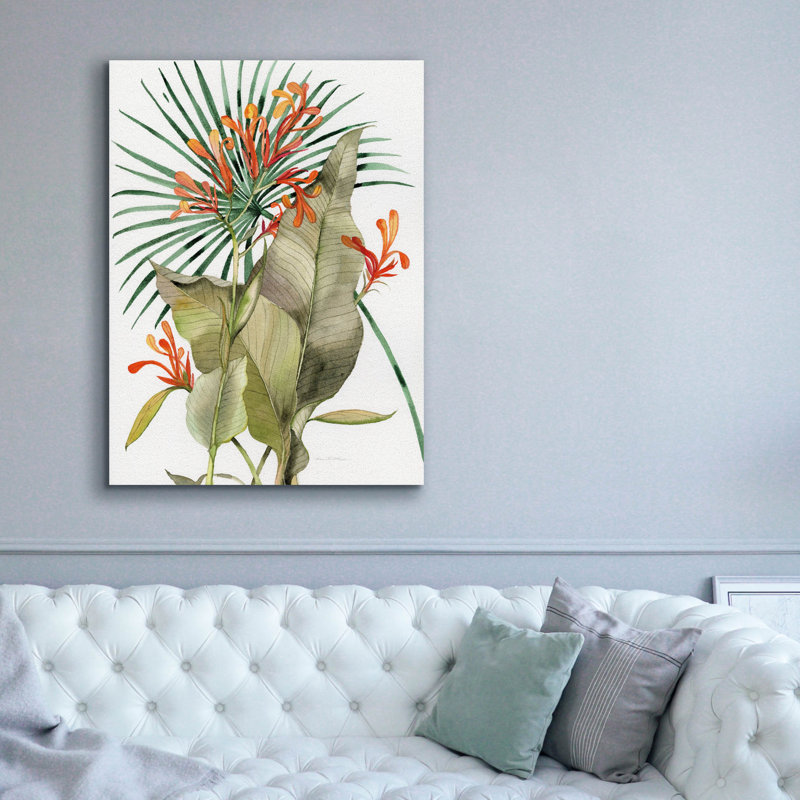«Botanical Flame Lilies» par Kathleen Parr, art mural sur toile, H 54 po x l 40 po x P 1,5 po