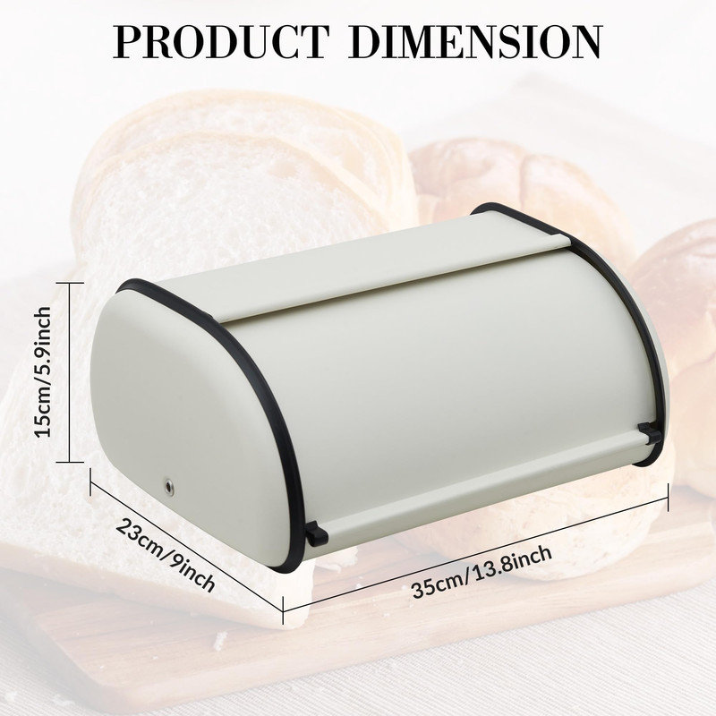 Stainless Steel Bread Box with Roll-Top Lid, Compact Airtight Bread Storage for Kitchen