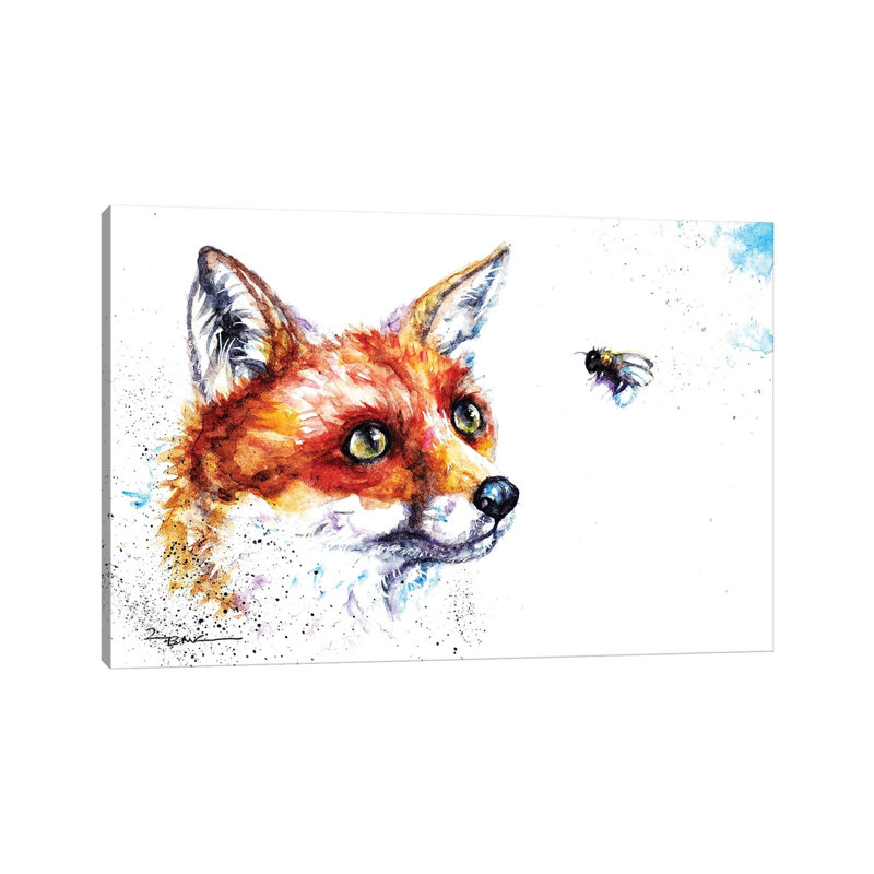Fox And Bee by BebesArts - Gallery-Wrapped Canvas Giclée on Canvas, 66.04 cm H x 45.72 cm W x 3.175 cm D, Wrapped Canvas