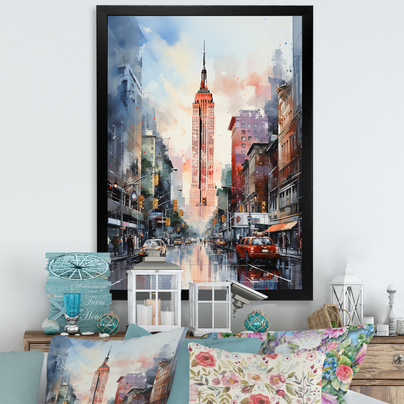 Modernisme urbain horizon III, H 20 po x l 12 po x P 1 po, Cadre simple noir
