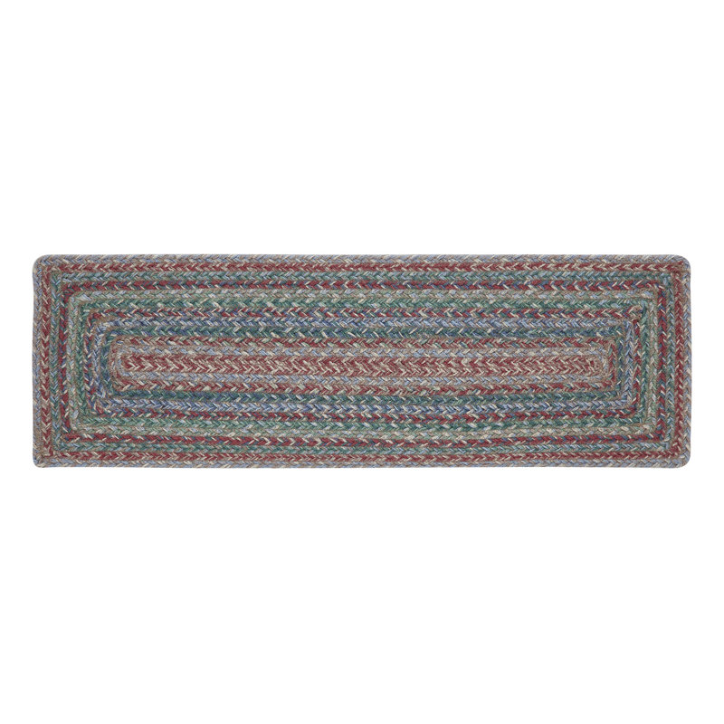 Tapis d'escalier en jute et sisal vert / brun / gris, Rectangle 8,5 po x 2 pi 3 po